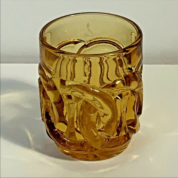 Vintage Toothpick Holder Amber Circles #DX - Picture 2 of 5